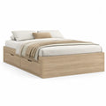 Stauraumbett Bettgestell mit 2 Schubladen Holzwerkstoff Eichenoptik Naturholz 160 cm 200 cm