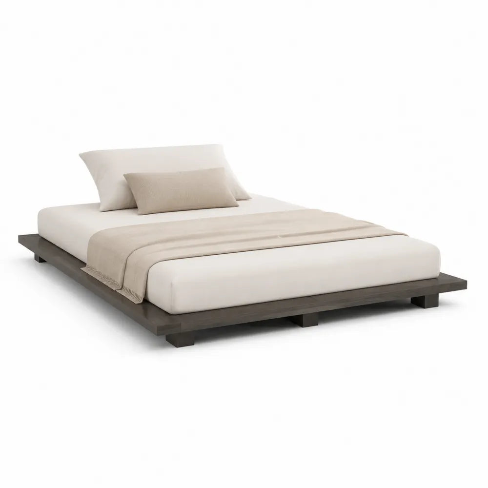 Plattformbett 180 x 200 cm rechteckig Holzwerkstoff Spanplatte Dunkelbraun Bettgestell ohne Kopfteil