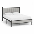 Bettgestell Metall Polsterbett Kopfteil 160 x 200 cm rechteckig Beige Schwarz
