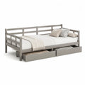 Stauraumbett 90 x 200 cm Bettgestell rechteckig Grau Naturholz MDF Spanplatte mit 2 Schubladen und Lattenrost