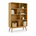Bücherregal 80 x 30 x 160 cm 8 Fächer Naturholz Holzwerkstoff rechteckig offen mit Holzbeinen