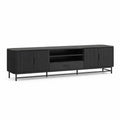 TV Lowboard 200 x 40 x 50 cm Schwarz Holzwerkstoff mit Lamellentüren und offenen Fächern Metallgestell