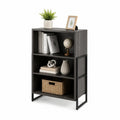 Bücherregal 60 x 30 x 100 cm 3 Fächer Holzwerkstoff Dunkelgrau Stahlrahmen Schwarz rechteckig offen