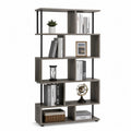 Bücherregal Standregal 80 cm x 30 cm x 170 cm Holzwerkstoff Metall 5 Ebenen Grau Holzoptik Schwarz