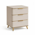 Nachttisch 45 x 40 x 60 cm 3 Schubladen rechteckig Beige MDF Holzwerkstoff lackiert goldfarbene Metallgriffe Metallfüße